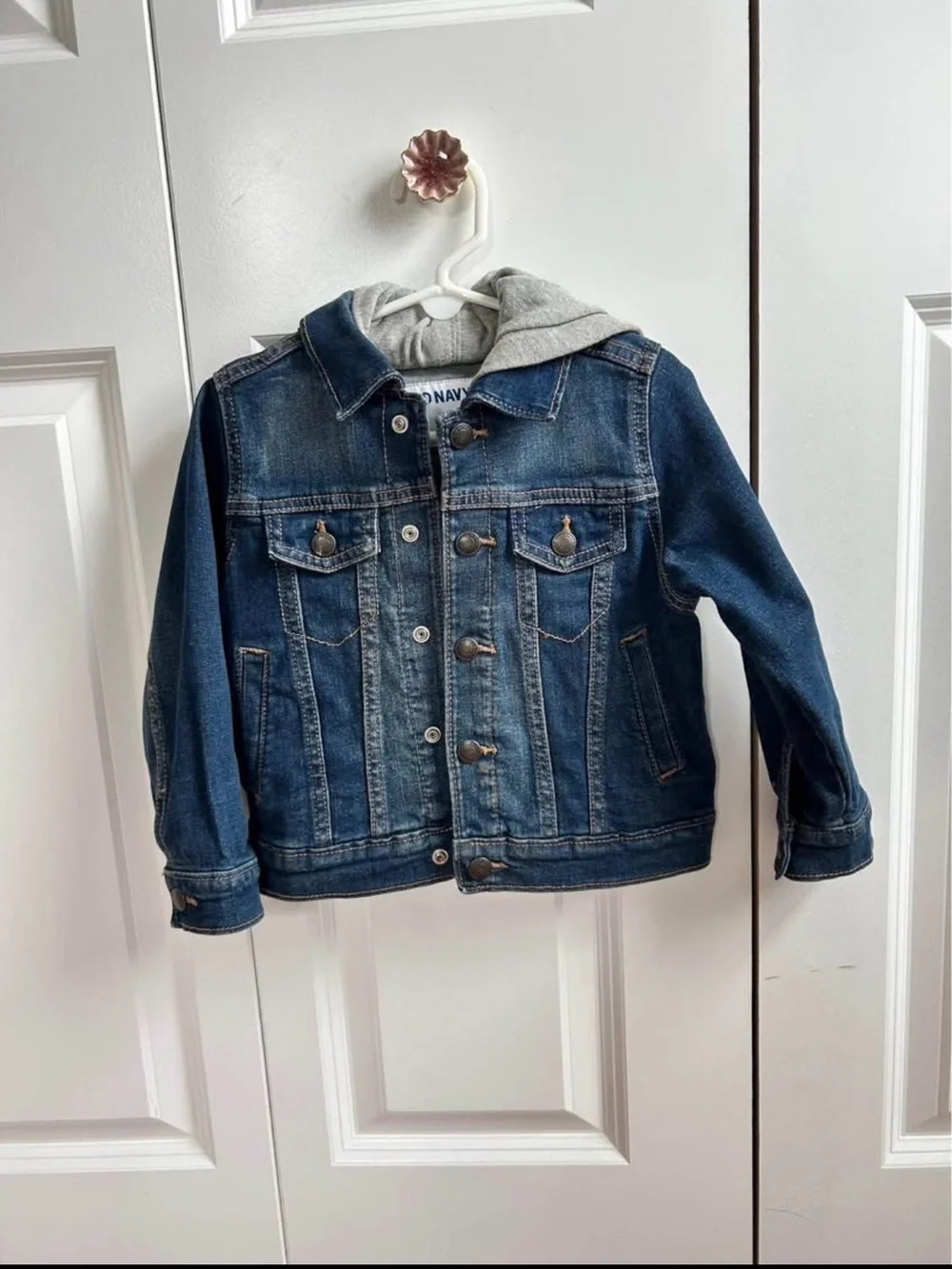 Old Navy Toder Dark Blue Denim Jacket with Grey Hood